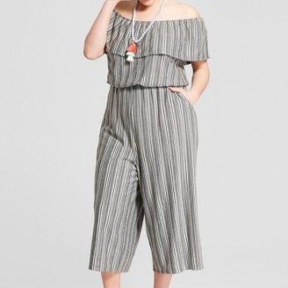 Xhilaration Pants - Xhiliration Black & White Striped Knit Jumpsuit